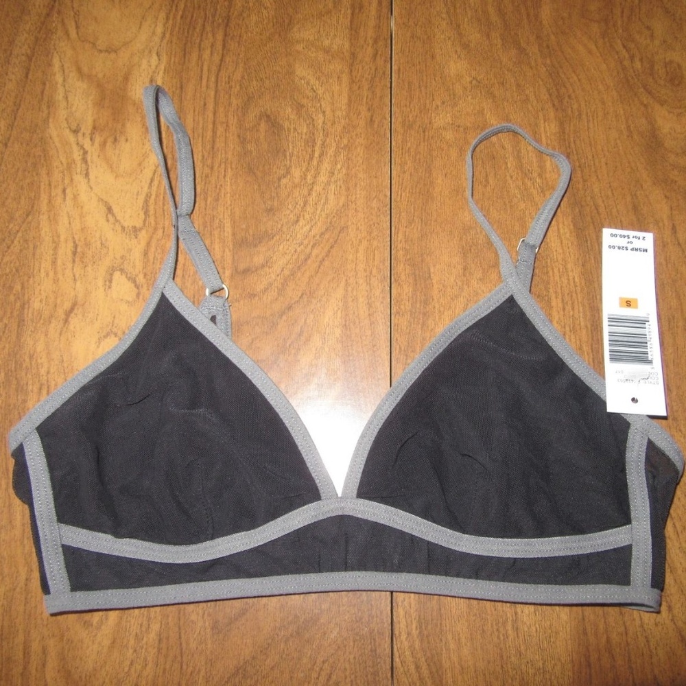 Kensie Small Black Gray Wirefree Bra NWT #R7413553